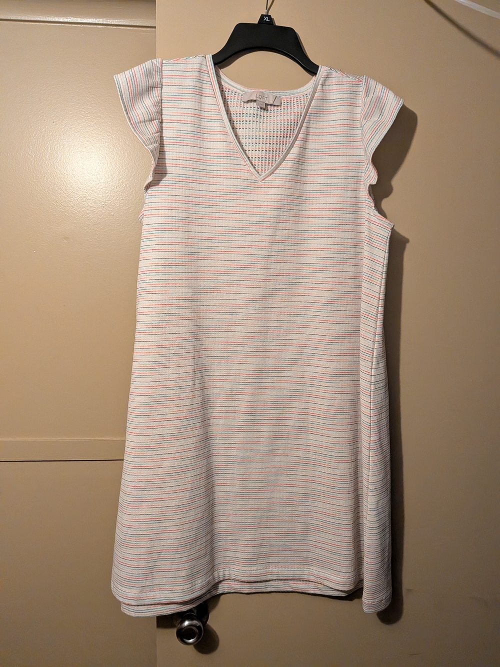 LOFT White Knit V-Neck Shift Dress - Picture 2 of 5